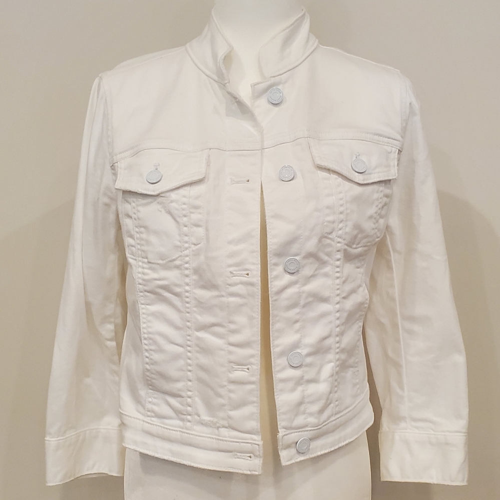 White House Black Market White Denim Jacket